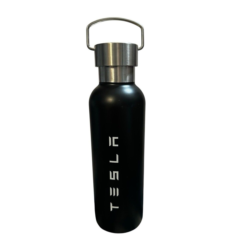 Tesla Motors Logo Insulated Steel Water Bottle Electric Car 20oz Black NEW